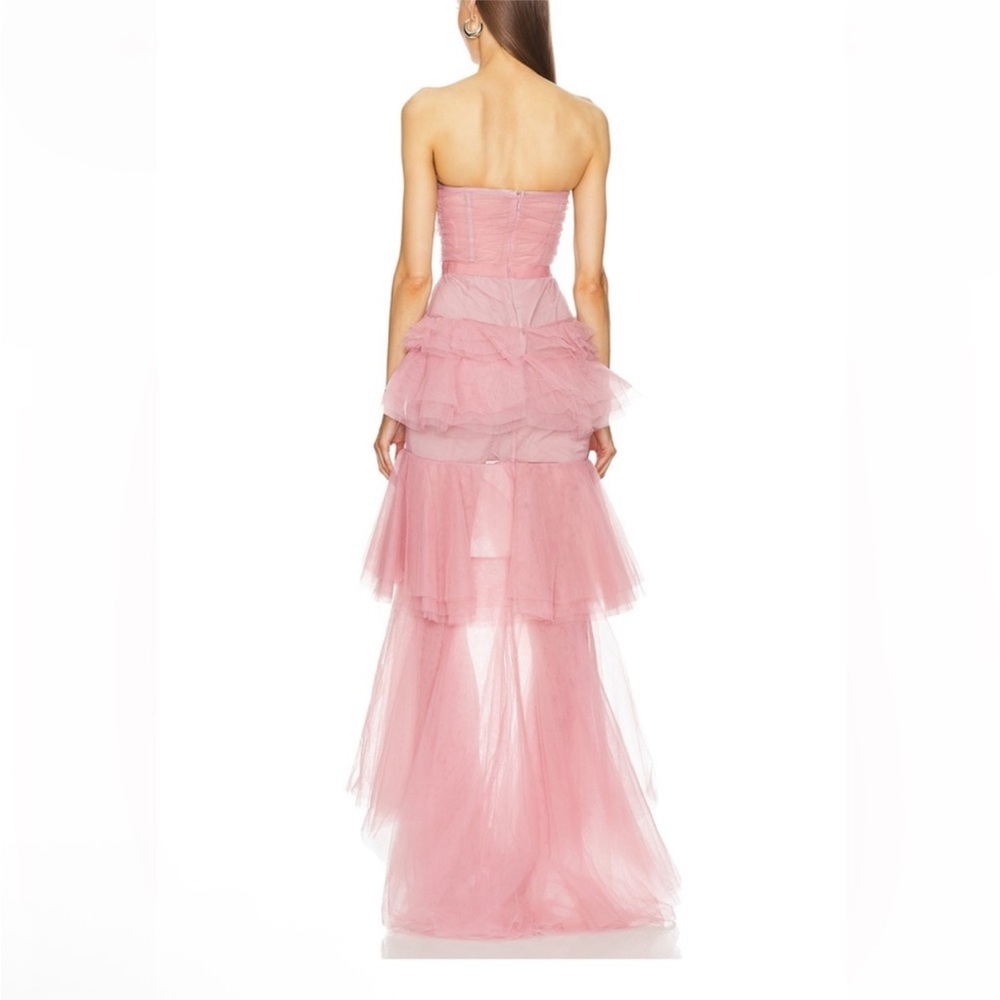 Michael Costello x Revolve Alai Strapless Pink Tulle Layer Ruffle Dress size XL - Picture 5 of 12